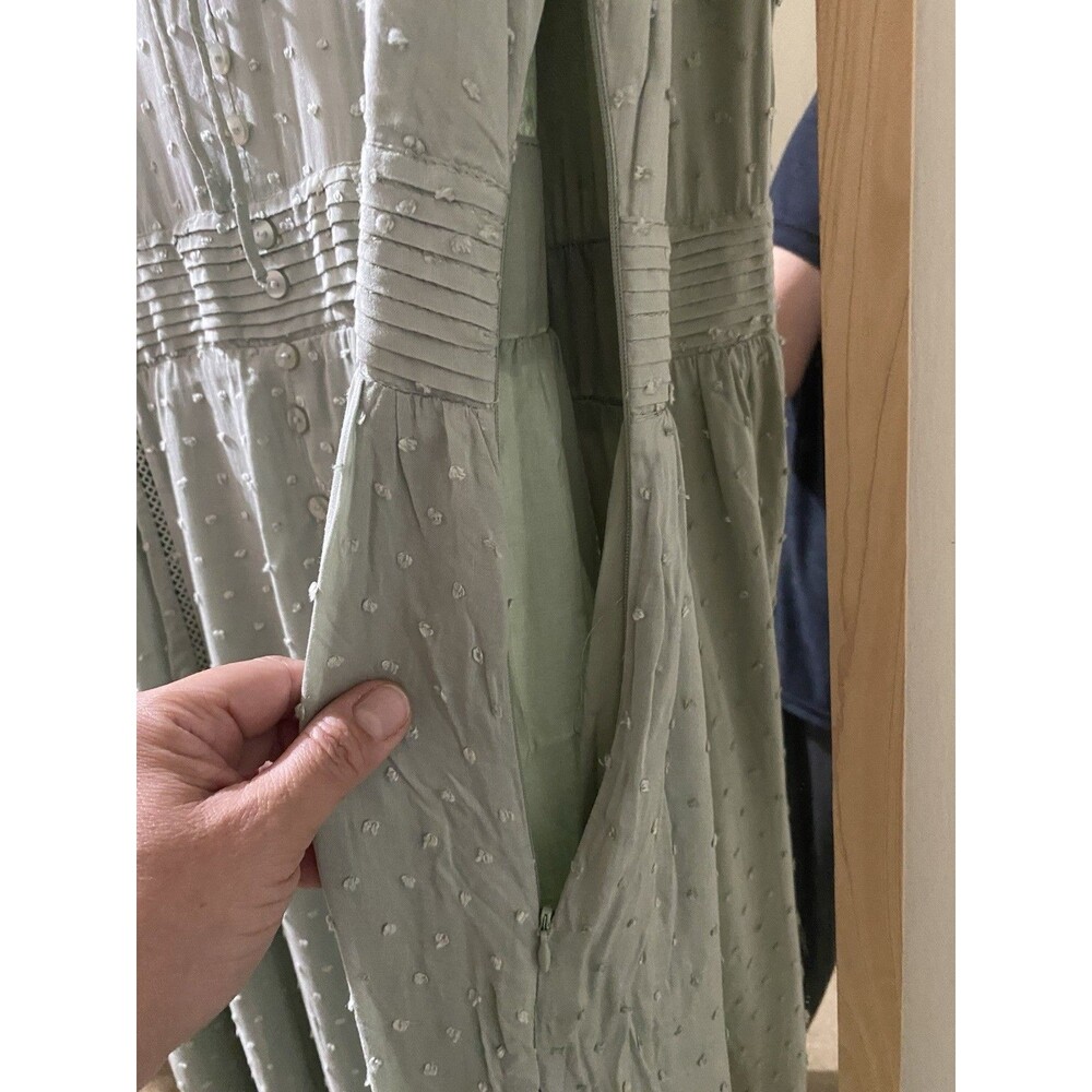 Lulus NWT Completely In Love sage green Swiss dot  maxi dress. SIZE XL - Picture 4 of 11